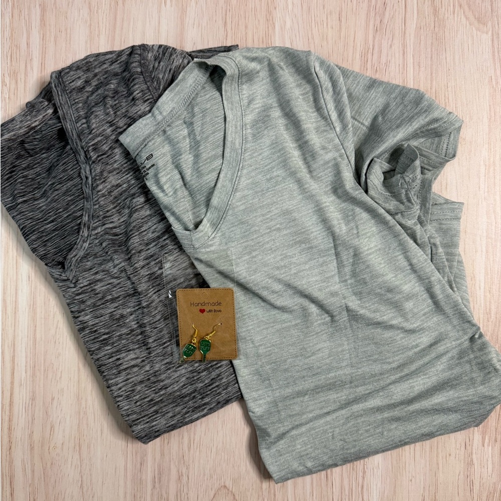 Heather Gray Tee & Light Grey Tee Bundle - Gray and Sage T-Shirts